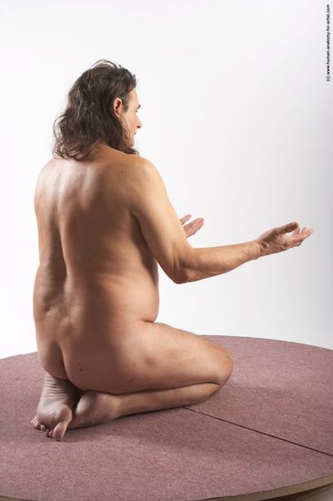 Nude Man Another Chubby Long Grey Sitting poses - ALL Sitting poses - on knees Realistic