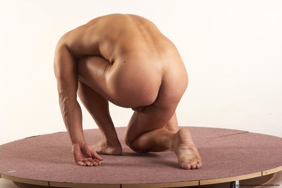 Nude Man White Kneeling poses - ALL Muscular Short Blond Kneeling poses - on one knee Realistic