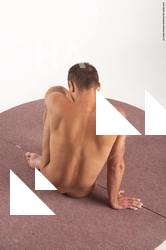 Nude Man White Sitting poses - simple Slim Short Brown Sitting poses - ALL Realistic