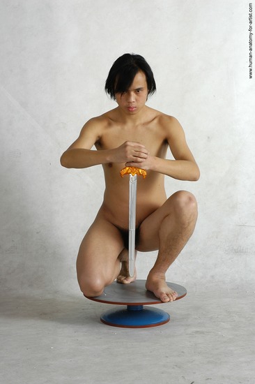 Nude Fighting with sword Man White Kneeling poses - ALL Average Medium Kneeling poses - on one knee Black Realistic