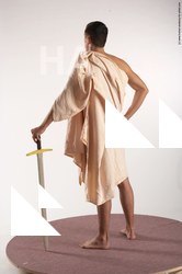 Drape Fighting with sword Man White Standing poses - ALL Slim Short Brown Standing poses - simple Academic