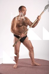 Underwear Fighting with spear Man White Standing poses - ALL Chubby Short Brown Standing poses - simple Academic
