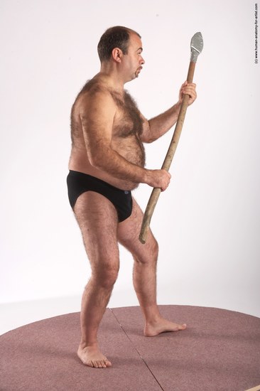 Underwear Fighting with spear Man White Standing poses - ALL Chubby Short Brown Standing poses - simple Academic