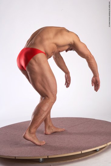 Swimsuit Man White Standing poses - ALL Muscular Short Brown Standing poses - bend over Academic