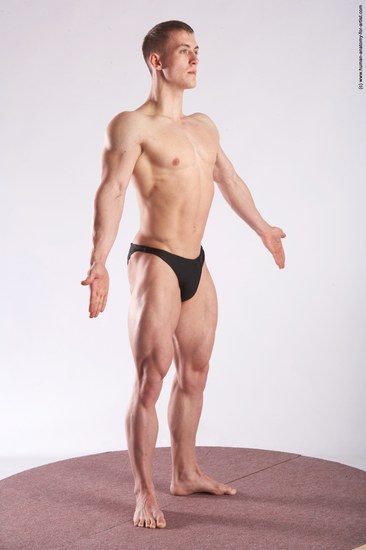Swimsuit Man White Standing poses - ALL Muscular Short Brown Standing poses - simple Academic
