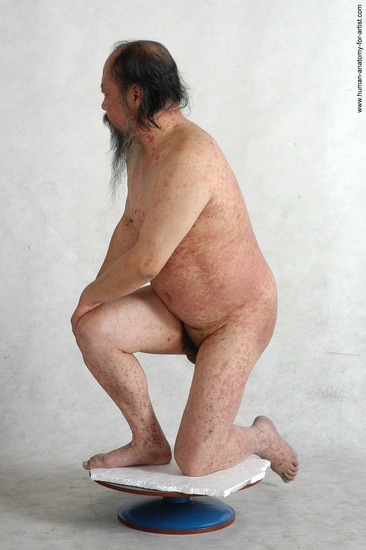 and more Nude Man Asian Kneeling poses - ALL Chubby Bald Kneeling poses - on both knees Black Realistic