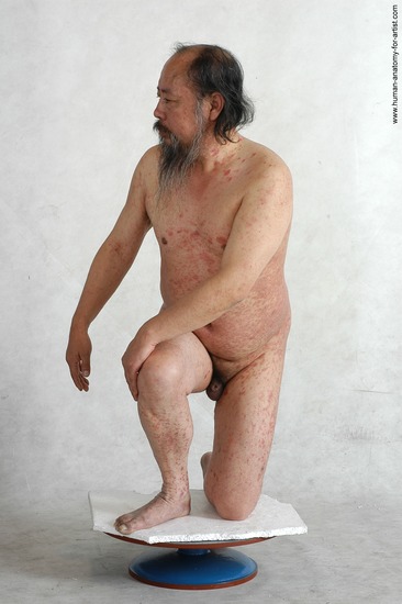 and more Nude Man Asian Kneeling poses - ALL Chubby Bald Kneeling poses - on both knees Black Realistic