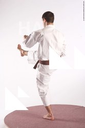 Sportswear Martial art Man White Standing poses - ALL Athletic Short Brown Standing poses - simple Academic