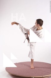 Sportswear Martial art Man White Standing poses - ALL Athletic Short Brown Standing poses - simple Academic