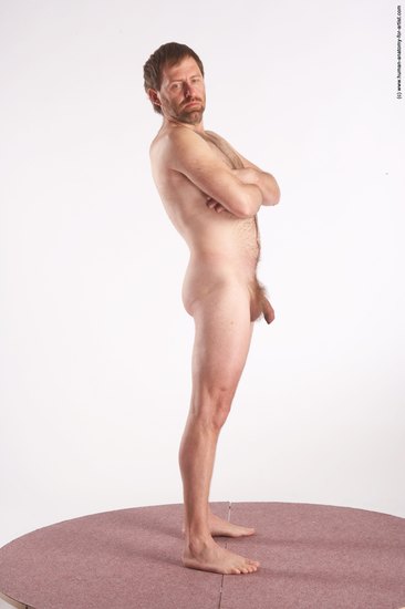Nude Man White Standing poses - ALL Slim Short Brown Standing poses - bend over Realistic