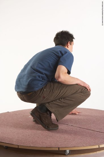 Casual Man White Kneeling poses - ALL Slim Short Brown Kneeling poses - on both knees Academic