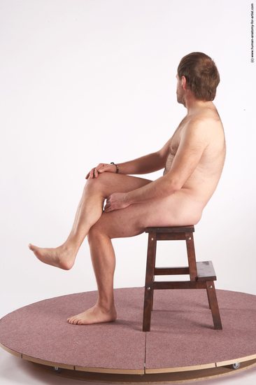 Nude Man White Sitting poses - simple Slim Short Brown Sitting poses - ALL Realistic