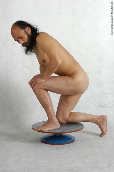 Nude Man White Kneeling poses - ALL Slim Bald Kneeling poses - on one knee Black Realistic