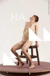 Nude Man White Sitting poses - simple Slim Short Brown Sitting poses - ALL Multi angles poses Realistic