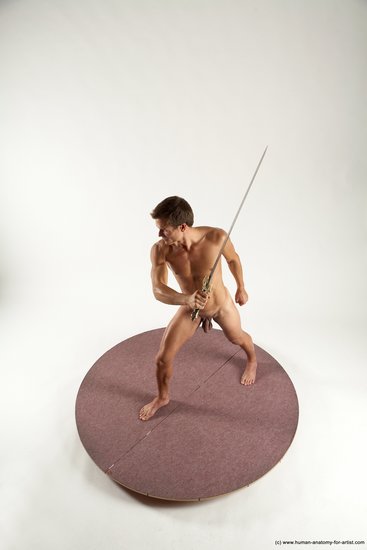 Nude Fighting with rifle Man White Standing poses - ALL Athletic Short Brown Standing poses - simple Multi angles poses Realistic