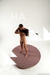 Nude Fighting with submachine gun Man White Standing poses - ALL Athletic Short Brown Standing poses - simple Multi angles poses Realistic