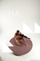 Nude Fighting with submachine gun Man White Standing poses - ALL Athletic Short Brown Standing poses - simple Multi angles poses Realistic
