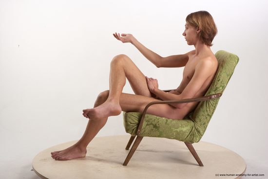 Nude Man White Sitting poses - simple Underweight Medium Brown Sitting poses - ALL Realistic