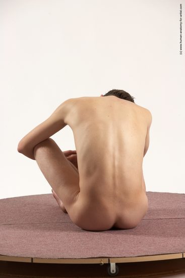 Nude Man White Sitting poses - simple Slim Short Brown Sitting poses - ALL Multi angles poses Realistic