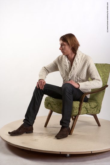 Casual Man White Sitting poses - simple Underweight Medium Brown Sitting poses - ALL Academic