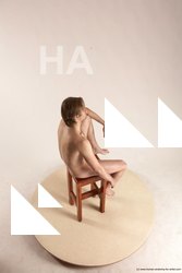 Nude Man White Sitting poses - simple Slim Short Brown Sitting poses - ALL Multi angles poses Realistic