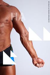 Swimsuit Man White Detailed photos Muscular Short Brown Academic