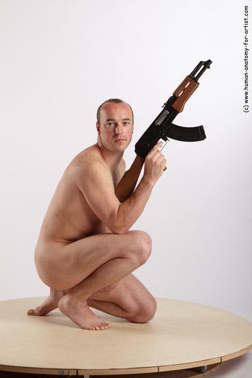 Nude Fighting with submachine gun Man White Kneeling poses - ALL Average Short Brown Kneeling poses - on one knee Realistic