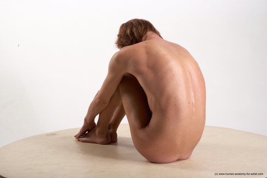 Nude Man White Sitting poses - simple Underweight Medium Brown Sitting poses - ALL Realistic