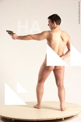 Nude Fighting with gun Man White Standing poses - ALL Average Short Brown Standing poses - simple Multi angles poses Realistic