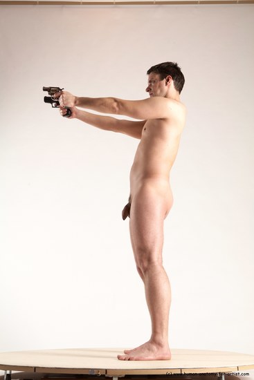 Nude Fighting with gun Man White Standing poses - ALL Average Short Brown Standing poses - simple Multi angles poses Realistic