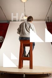 Casual Man White Sitting poses - simple Slim Short Brown Sitting poses - ALL Multi angles poses Academic