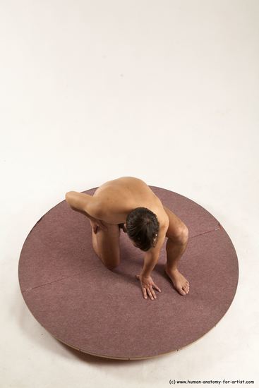 Nude Man White Kneeling poses - ALL Slim Short Brown Kneeling poses - on one knee Multi angles poses Realistic