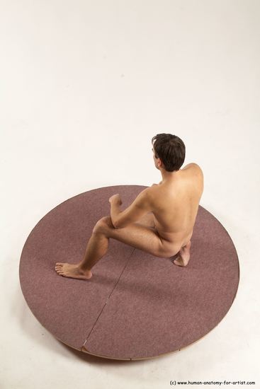 Nude Man White Kneeling poses - ALL Slim Short Brown Kneeling poses - on one knee Multi angles poses Realistic