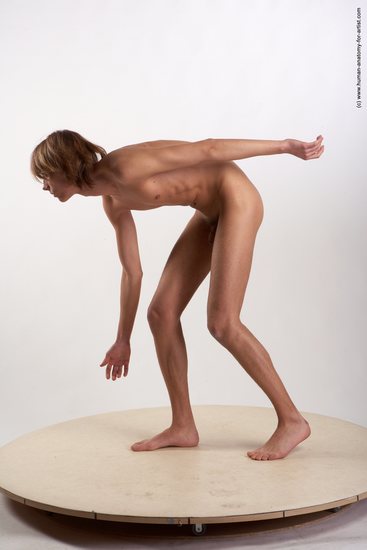 Nude Man White Laying poses - ALL Underweight Medium Brown Laying poses - on side Realistic