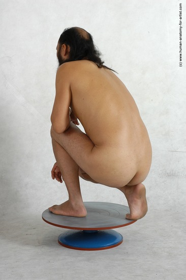 Nude Man Asian Standing poses - ALL Slim Bald Standing poses - knee-bend Black Realistic