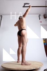 Underwear Fighting with axe Man White Standing poses - ALL Muscular Short Brown Standing poses - simple Academic