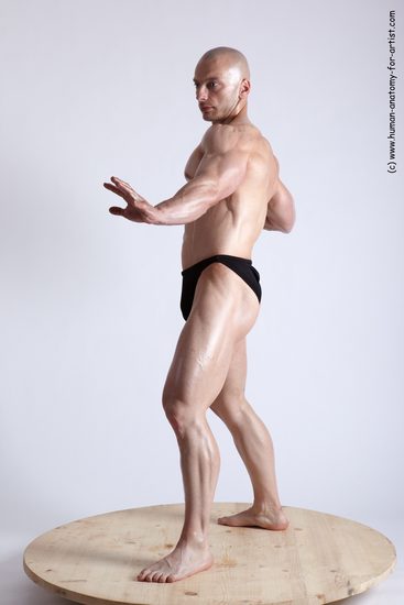 Nude Man White Moving poses Slim Bald Realistic