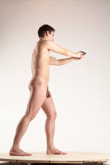 Nude Fighting with gun Man White Standing poses - ALL Average Short Brown Standing poses - simple Multi angles poses Realistic