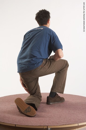 Casual Man White Kneeling poses - ALL Slim Short Brown Kneeling poses - on one knee Academic