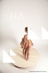 Nude Woman - Man Another Kneeling poses - ALL Slim Short Brown Kneeling poses - on one knee Multi angles poses Realistic