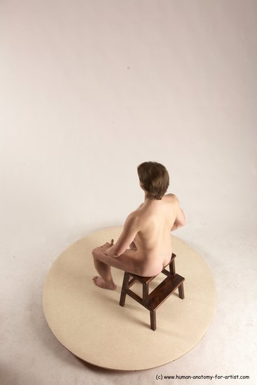 Nude Man White Sitting poses - simple Slim Short Brown Sitting poses - ALL Multi angles poses Realistic