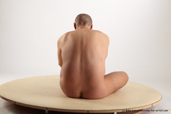 Nude Man White Sitting poses - simple Average Short Brown Sitting poses - ALL Realistic