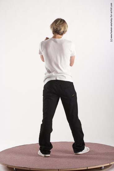 Casual Man White Standing poses - ALL Slim Short Blond Standing poses - simple Academic