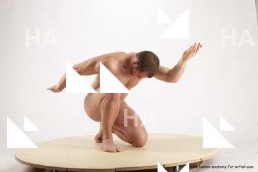 Nude Man White Kneeling poses - ALL Slim Short Brown Kneeling poses - on one knee Realistic