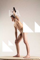 Nude Fighting with gun Man White Standing poses - ALL Slim Short Brown Standing poses - simple Multi angles poses Realistic