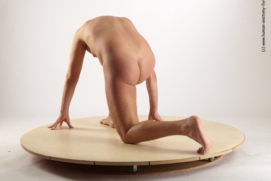 Nude Man White Kneeling poses - ALL Average Short Brown Kneeling poses - on one knee Realistic