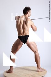 Swimsuit Fighting with sword Man White Standing poses - ALL Muscular Short Brown Standing poses - simple Academic