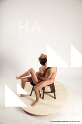 Nude Woman - Man Another Sitting poses - simple Slim Short Black Sitting poses - ALL Multi angles poses Realistic