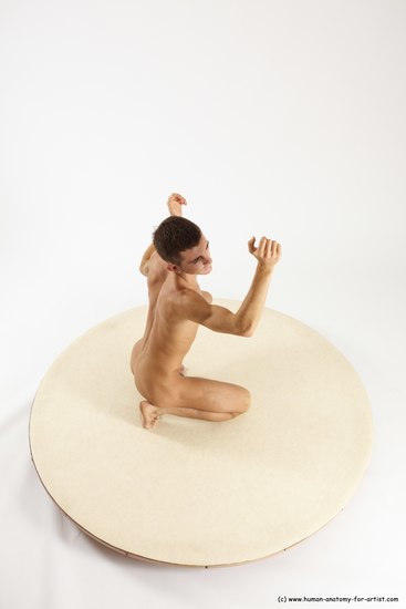 Nude Man White Athletic Short Brown Sitting poses - ALL Sitting poses - on knees Multi angles poses Realistic