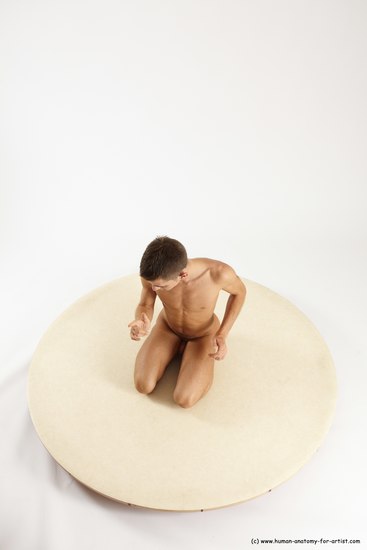 Nude Man White Athletic Short Brown Sitting poses - ALL Sitting poses - on knees Multi angles poses Realistic